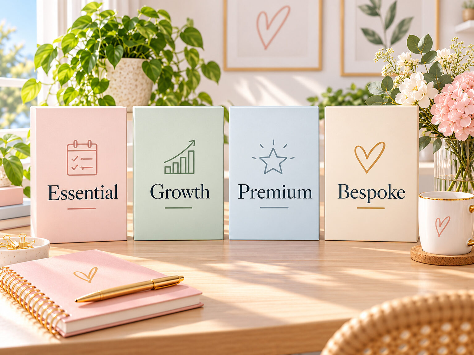 Support package options representing different levels of virtual assistant support.